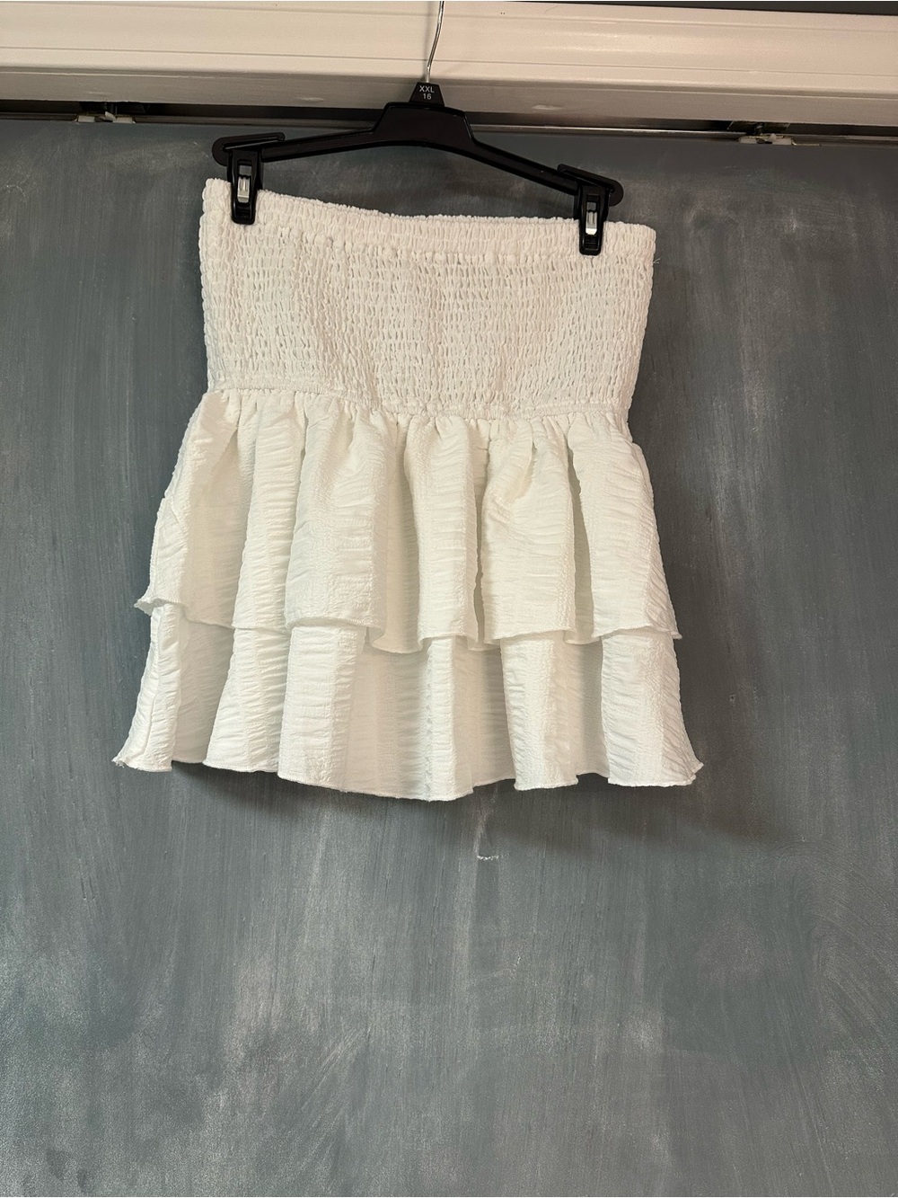 SHEIN White Smocked Tiered Ruffle Top